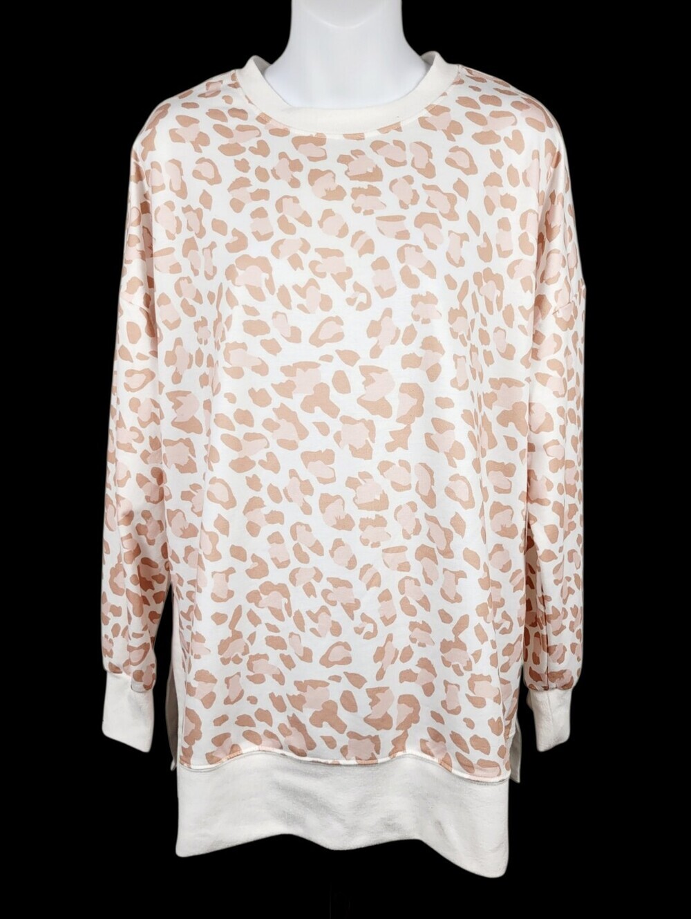 2/$20 Y2K Pink & White Leopard Pattern Sweatshirt Top Size: XL
